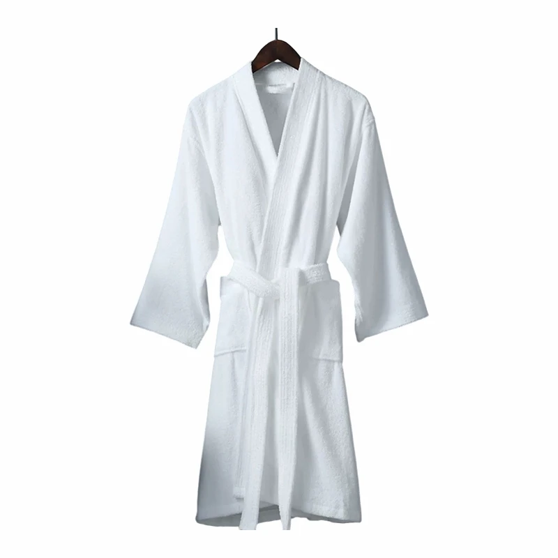 Absorbent White Terry Cloth Spa Resort Hotel Bathrobe