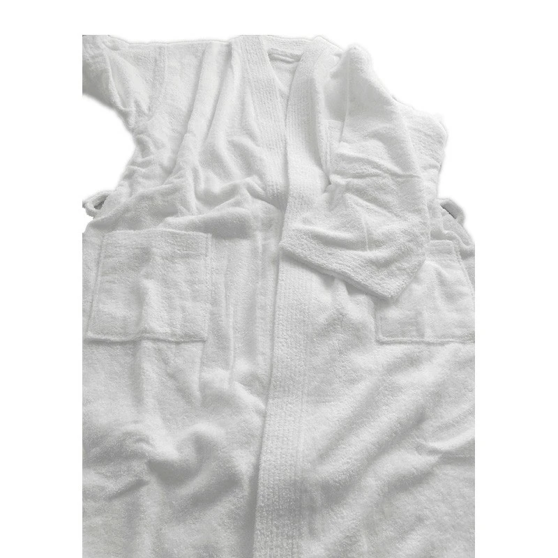 Absorbent White Terry Cloth Spa Resort Hotel Bathrobe factory