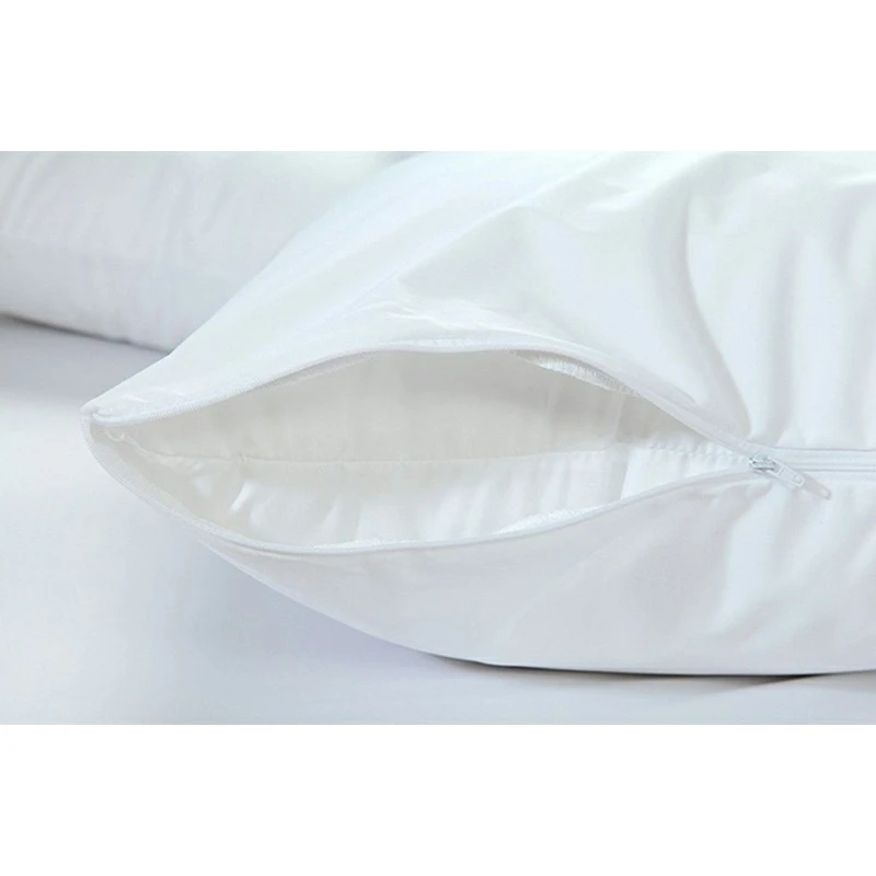 Plain White Zippered 200TC Cotton Pillow Protector factory