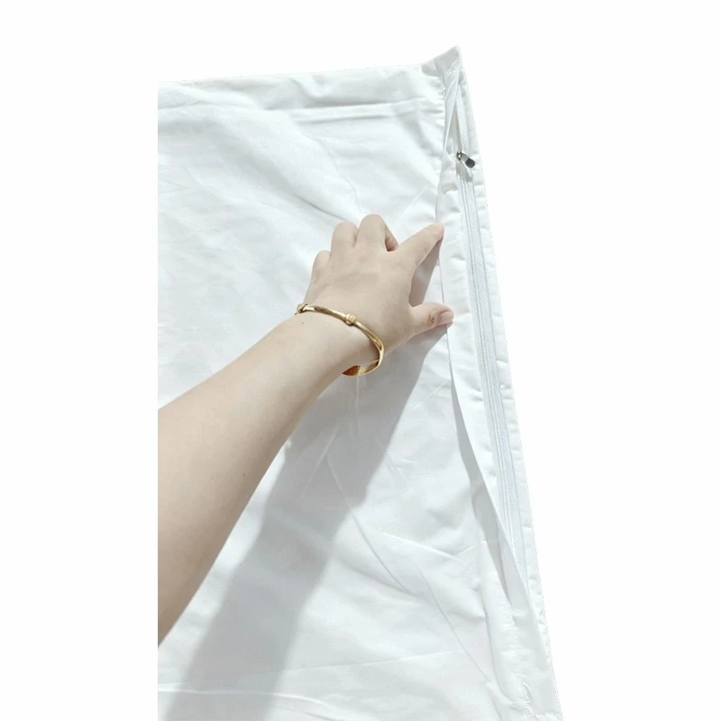 Plain White Zippered 200TC Cotton Pillow Protector factory