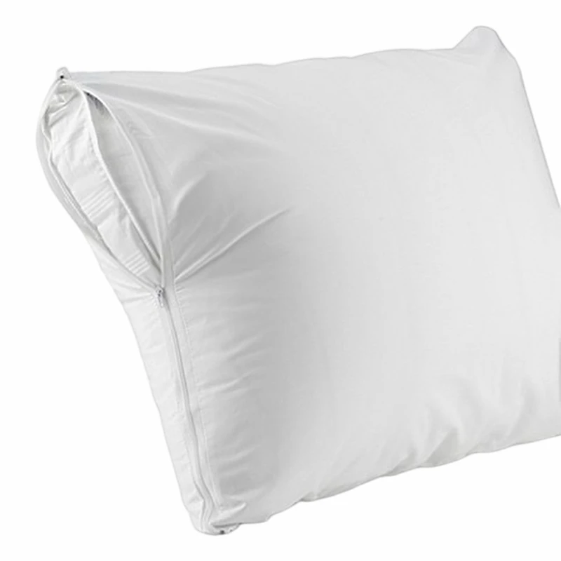 Plain White Zippered 200TC Cotton Pillow Protector