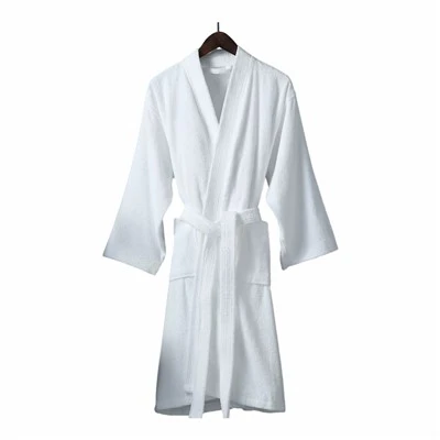 Absorbent White Terry Cloth Spa Resort Hotel Bathrobe